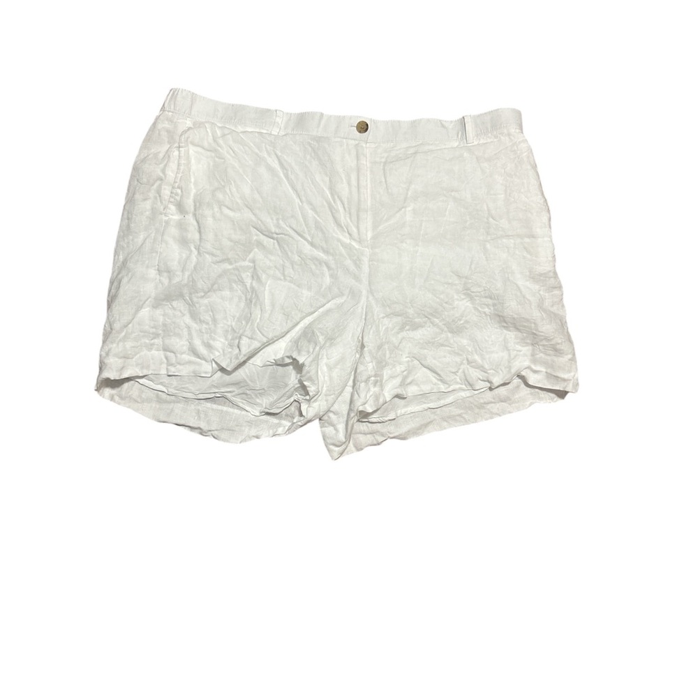 J.Crew White Linen Shorts Women’s 2X Pull On Casual Summer Beach Plus Size - Picture 2 of 7